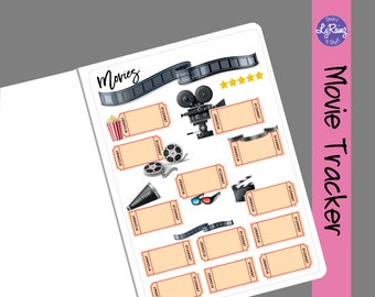 MOVIE TRACKER - Full Sheet - Back Page Stickers for the  Passion Planners and More.