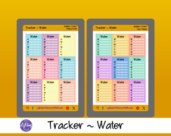 WATER - Tracker Stickers for Passion Planner, Hobonichi, Erin Condren, Happy Planner, Filofax, Bujo, kikkik...etc