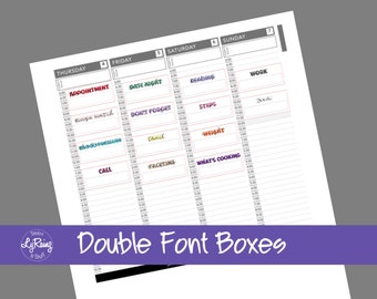 DOUBLE FONT With BOXES  - (Choose from 14 Different Words) Available in the Passion Planner Weekly sizes.