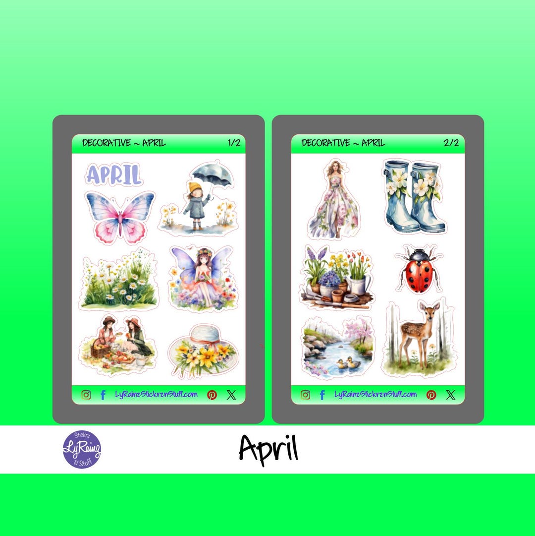 APRIL Deco Stickers for Passion Planner, Hobonichi, Erin Condren, Happy ...
