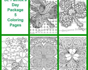 St. Patrick's Day Package - 5 Coloring Pages JPG