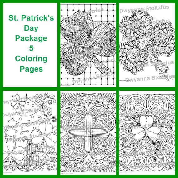 St. Patrick's Day Package  5 Coloring Pages JPG