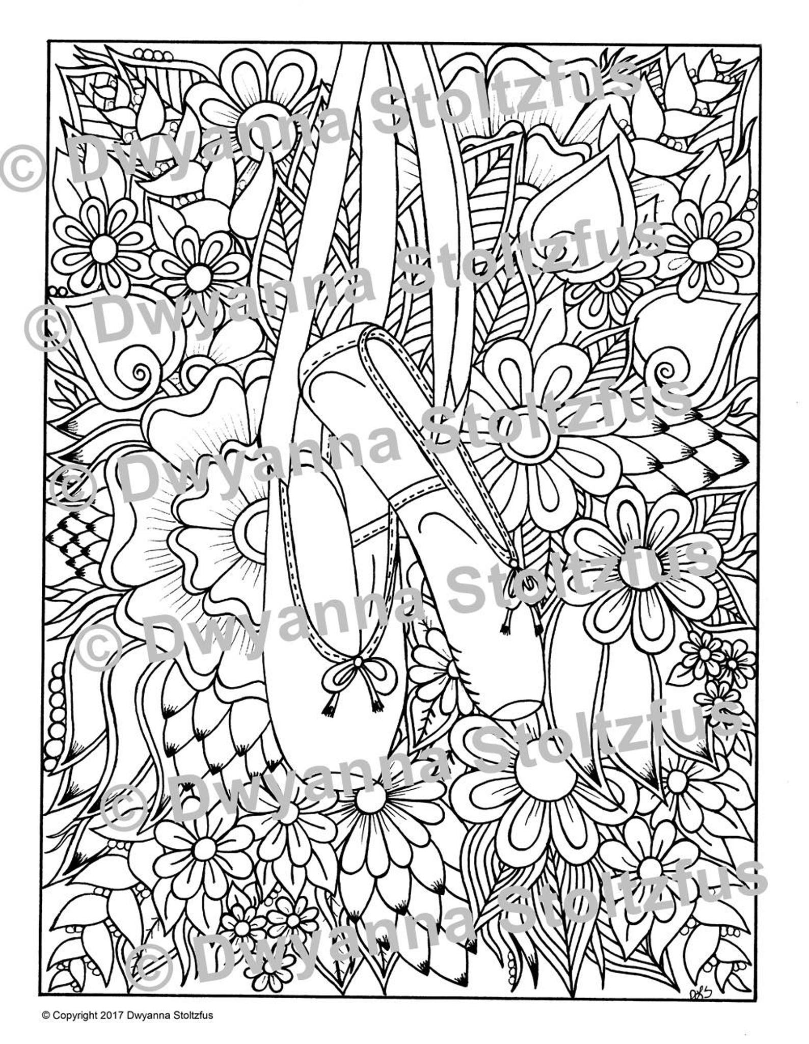 hanging ballet shoes coloring page jpg