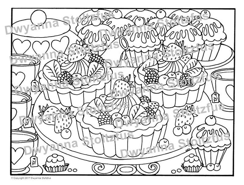 Fruit Tarts Coloring Page JPG | Etsy