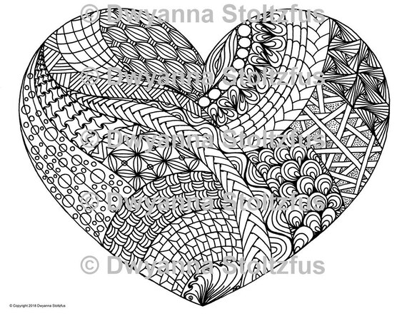 Tangled Heart Coloring Page Jpg Etsy Tangled Heart Coloring Page Jpg Etsy