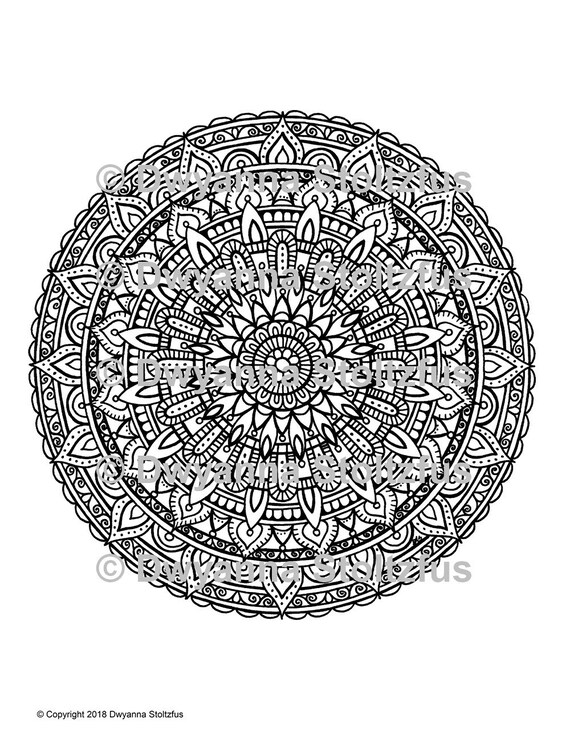 Extreme Stress Relief Mandala 1 Farbung Seite Jpg Etsy