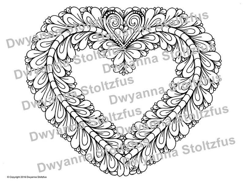 Heart Coloring Page JPG | Etsy