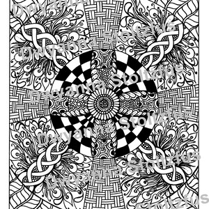 Stress Relief Pattern Tangled Treasures #2 Coloring Page JPG