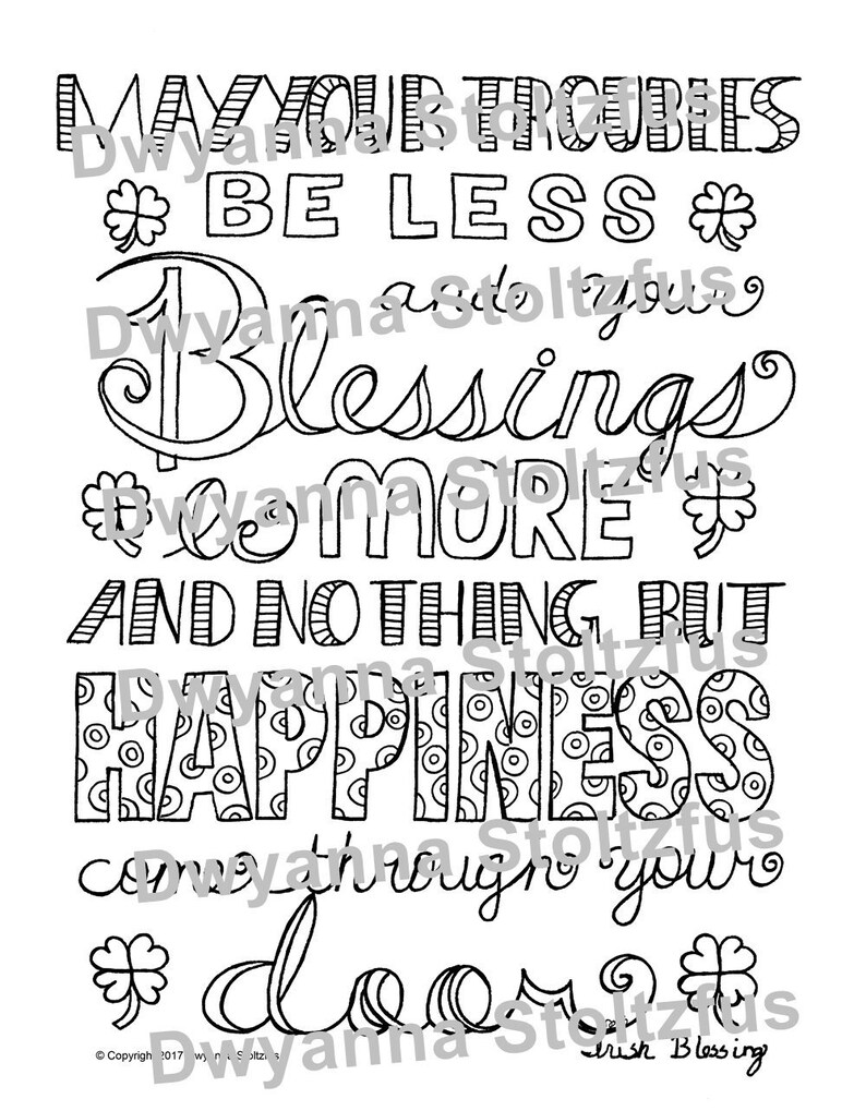 Irish Blessing Coloring Page JPG | Etsy