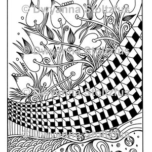 Stress Relief Pattern Tangled Treasures #2 Coloring Page JPG