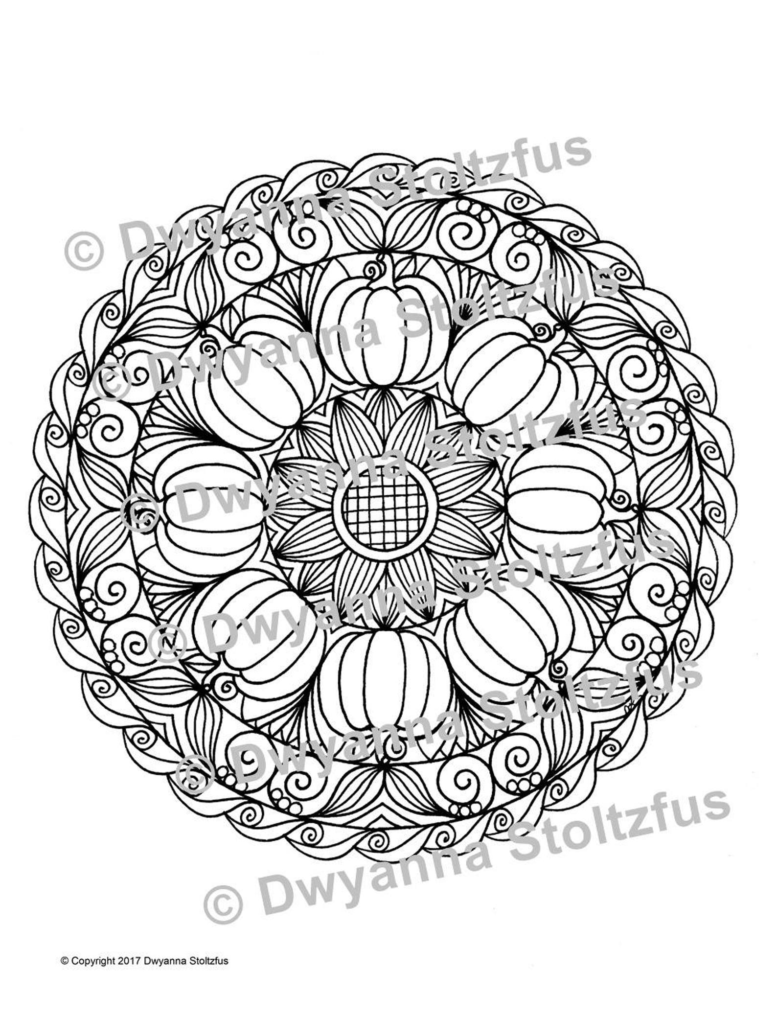 8 Pumpkin Mandala Coloring Page 2 JPG | Etsy