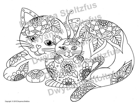 Kitty Cats Coloring Page JPG | Etsy
