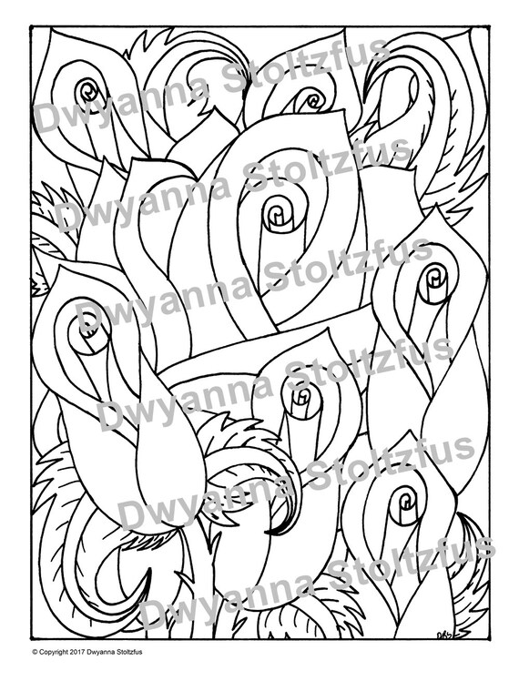 Beautiful Roses Coloring Page JPG | Etsy