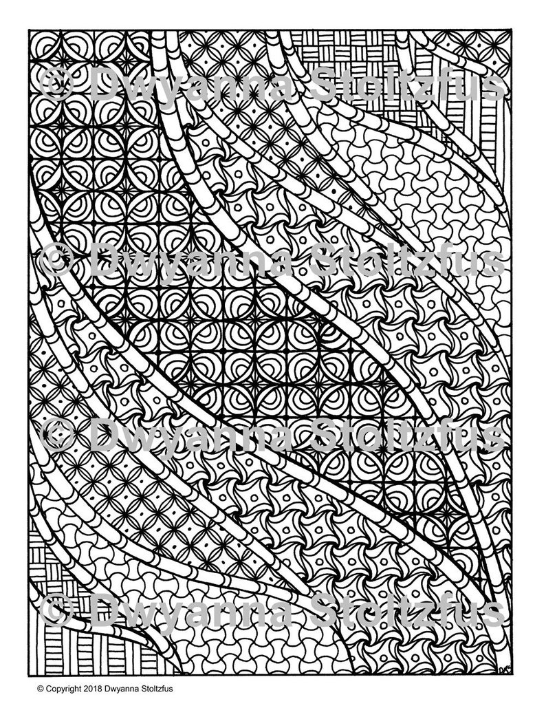 Stress Relief Pattern Tangled Treasures #2 Coloring Page JPG