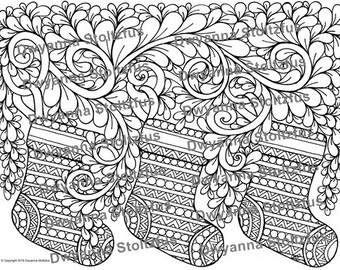 Octopus Christmas Coloring page Adult color Holidays beach