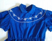 Royal Blue cotton vintage girl dress