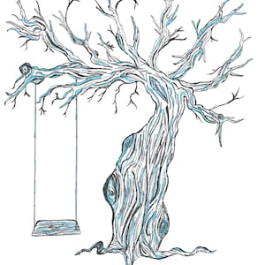 Unique Wedding Fingerprint Tree Guest Book - Digital File of Hand Drawn Print