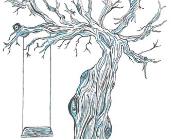 Unique Wedding Fingerprint Tree Guest Book - Digital File of Hand Drawn Print