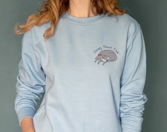 Grey Sleepy Hound Sweatshirt, jumper for dog lover, greyhound gift, gift for whippet mum, lurcher top, dog sweatshirt birthday gift for her