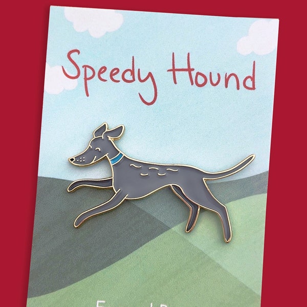 Grey Speedy Hound Pin, Greyhound Gifts, Whippet Gifts, Greyhound Christmas, Dog Mom Gift, Greyhound Pin, Backpack Enamel Pin