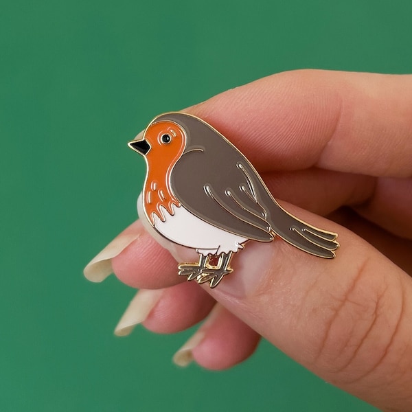 Robin Pin Badge, Robin Gifts, Bird Emaille Pin, Geschenken voor vogelliefhebbers, Bird Watching Gift, Bird Lover Gift voor vrouwen, Rugzak Emaille Pin