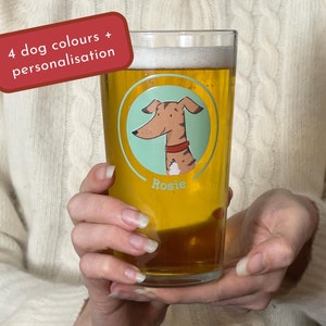 Personalised Sighthound Pint Glass - custom glass for whippet, greyhound, lurcher dog lovers!