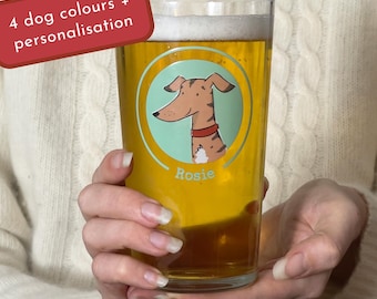 Personalised Sighthound Pint Glass - custom glass for whippet, greyhound, lurcher dog lovers!