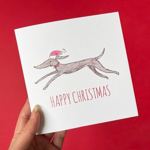 Carte de Noël lévrier, carte de vœux lévrier, carte de voeux whippet gris, Noël pour amoureux des chiens, carte Lurcher, carte pour amoureux des chiens
