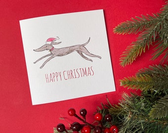 Pack of 4 Whippet Christmas Cards, Greyhound Christmas Card, Sighthound Greeting Card, Dog Lover Christmas Card, Lurcher Holiday Card