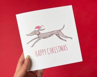 Sighthound Christmas Card, Greyhound Holiday Card, Grey Whippet Greeting Card, Dog Lover Christmas, Lurcher Card, Card for Dog Lover