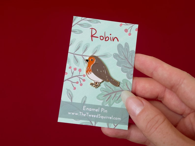 Robin Pin Badge, Robin Gifts, Bird Enamel Pin, Gifts for Bird Lovers, Bird Watching Gift, Bird Lover Gift for Women, Backpack Enamel Pin image 2