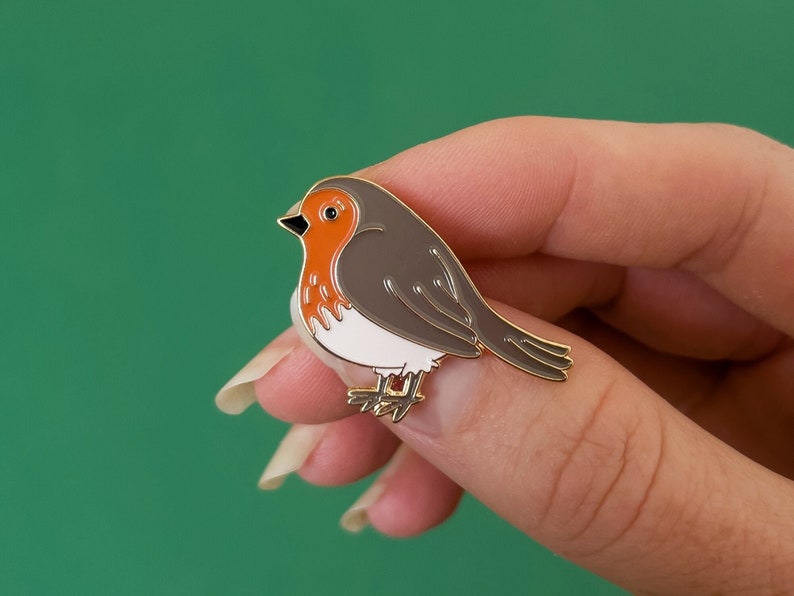 Robin Pin Badge, Robin Gifts, Bird Enamel Pin, Gifts for Bird Lovers, Bird Watching Gift, Bird Lover Gift for Women, Backpack Enamel Pin image 1