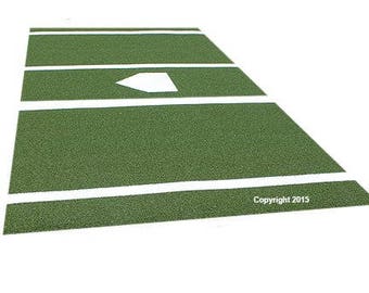 6'X12' Baseball/Softball Home Plate Turf Hitting mat in GREEN w/ Urethane Backing