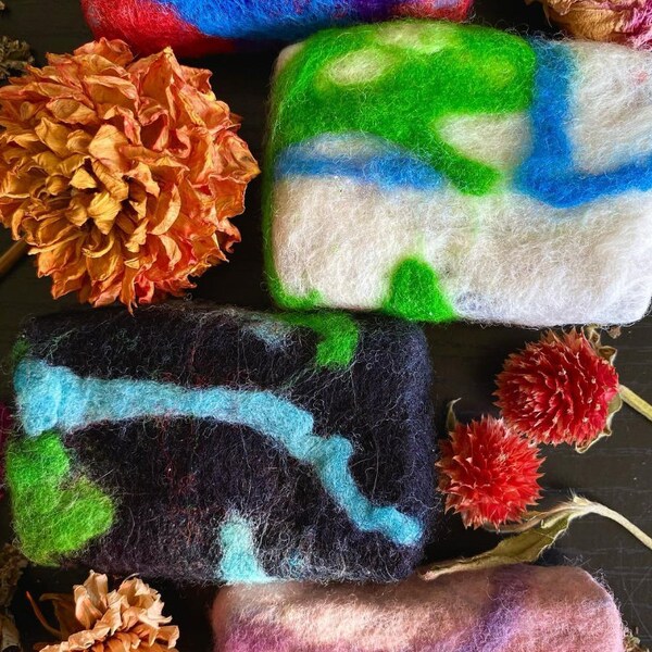 Mini felted soap bars