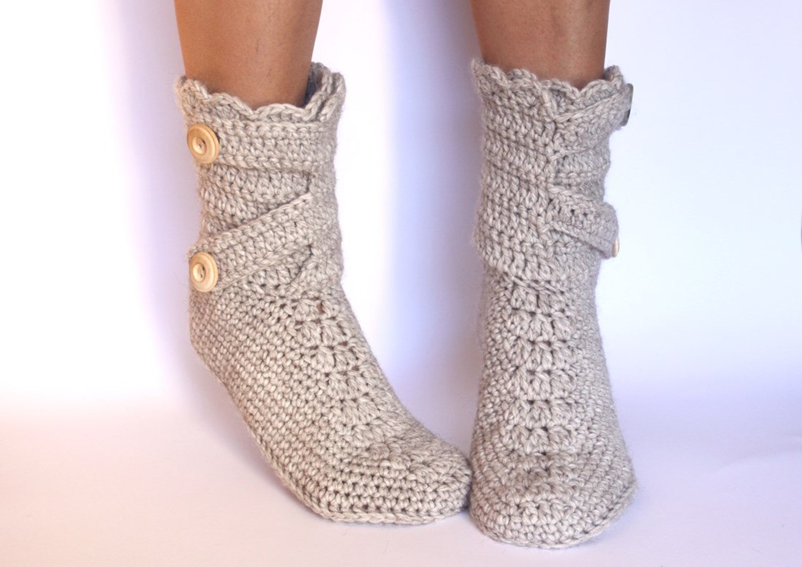 Crochet Wool Slippers / Wool Slippers / House Shoes / Handmade Slippers ...
