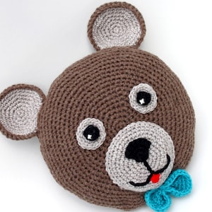 Crochet teddy bear pillow / round pillow / baby pillow / kids room / nursery decor / baby cushion / bear pillow / teddy cushion