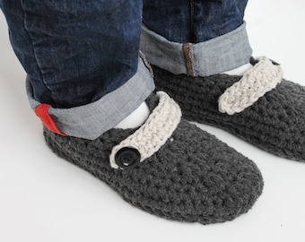 Handmade Wool Slippers for Men, Crochet House Shoes