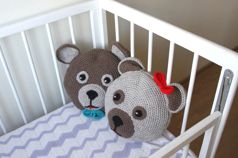 Crochet Teddy Bear Pillows / Round Pillows / Baby Pillow / Etsy