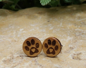 Paw print wood studs for dog lovers.