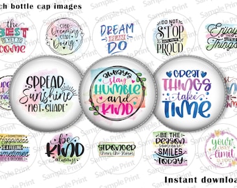 Encouraging words - Encourage BCI - Bottle cap images - Positive words BCI - Affirming images - 1 inch circles - 1 inch images - Circle cabs