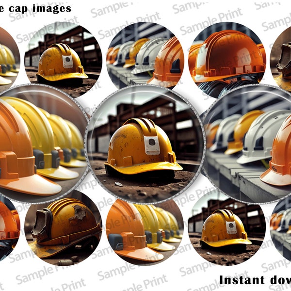 Construction images - Construction BCI - Bottle cap images - Work images - Blue collar BCI - 25mm cabochons - 1 inch circles - Digital image