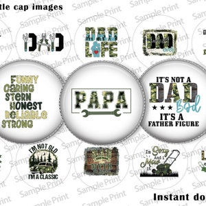 Images papa - BCI papa - images fête des pères - cabochons de 25 mm - cercles de 1 pouce - feuille d'images numériques - images de bouchons de bouteille - figure du père