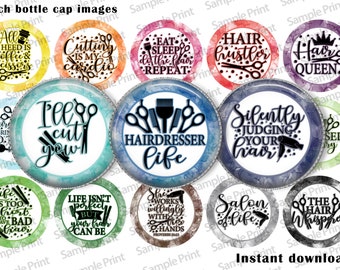 Hair dresser BCI - Bottle cap images - Hair dresser images - Hair stylist - 25mm cabochons - 1 inch images - 1 inch circles - Digital images