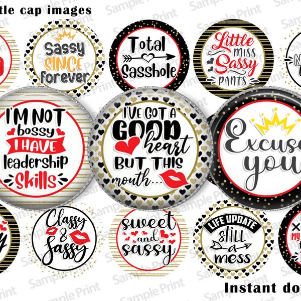 Sasshole BCI - Excuse you BCI - Bottle cap images - Image sheet - 1 inch circles - Sassy images - Circle cabochons - Sassy pants - Digitals