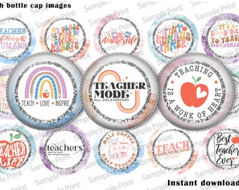 Teacher life - Teacher images - Teacher BCI - Bottle cap images - Best teacher ever - 1 inch circles - 25mm cabochons - Collage sheet