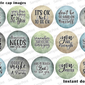 Mental Health BCI Bottle Cap Images 4x6 Image Sheet Printable Downloads ...