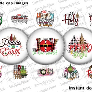 Christmas BCI - Christmas images - Joy to the world - Peace on earth - Leopard Christmas - 25mm cabochon - 1 inch circles - Bottle cap image