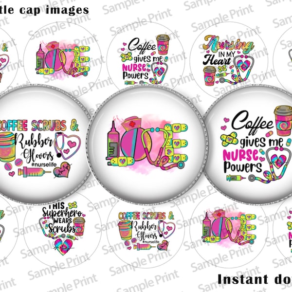 Nurse images - Nurse BCI - 25mm cabochons - 1 inch circles - Nurse image sheet - Digital image sheet - Bottle cap images - Super powers