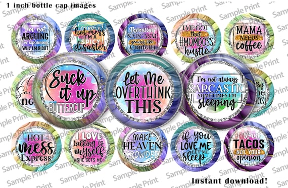 Sarcasm images - Sarcasm BCI - Bottle cap images - 25mm cabochons - 1 inch circles - Sarcastic images - Sarcastic BCI - DIY magnets - Prints