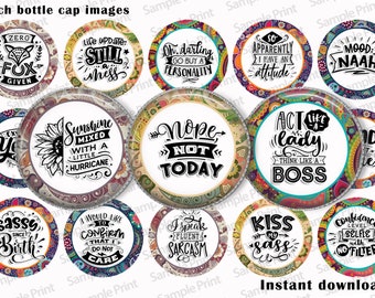 Sassy BCI - Sassy images - Bottle cap images - 4x6 image sheet - Craft supplies - Paper crafts - Printable download - Print at home